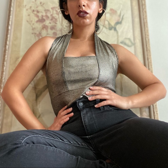 Gantos, Vintage L'Amour Métallique Halter Top - Picture 6 of 16